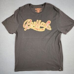 Buffalo David Bitton Gray Short Sleeve Tee Canadian Design Mens Large Distressed